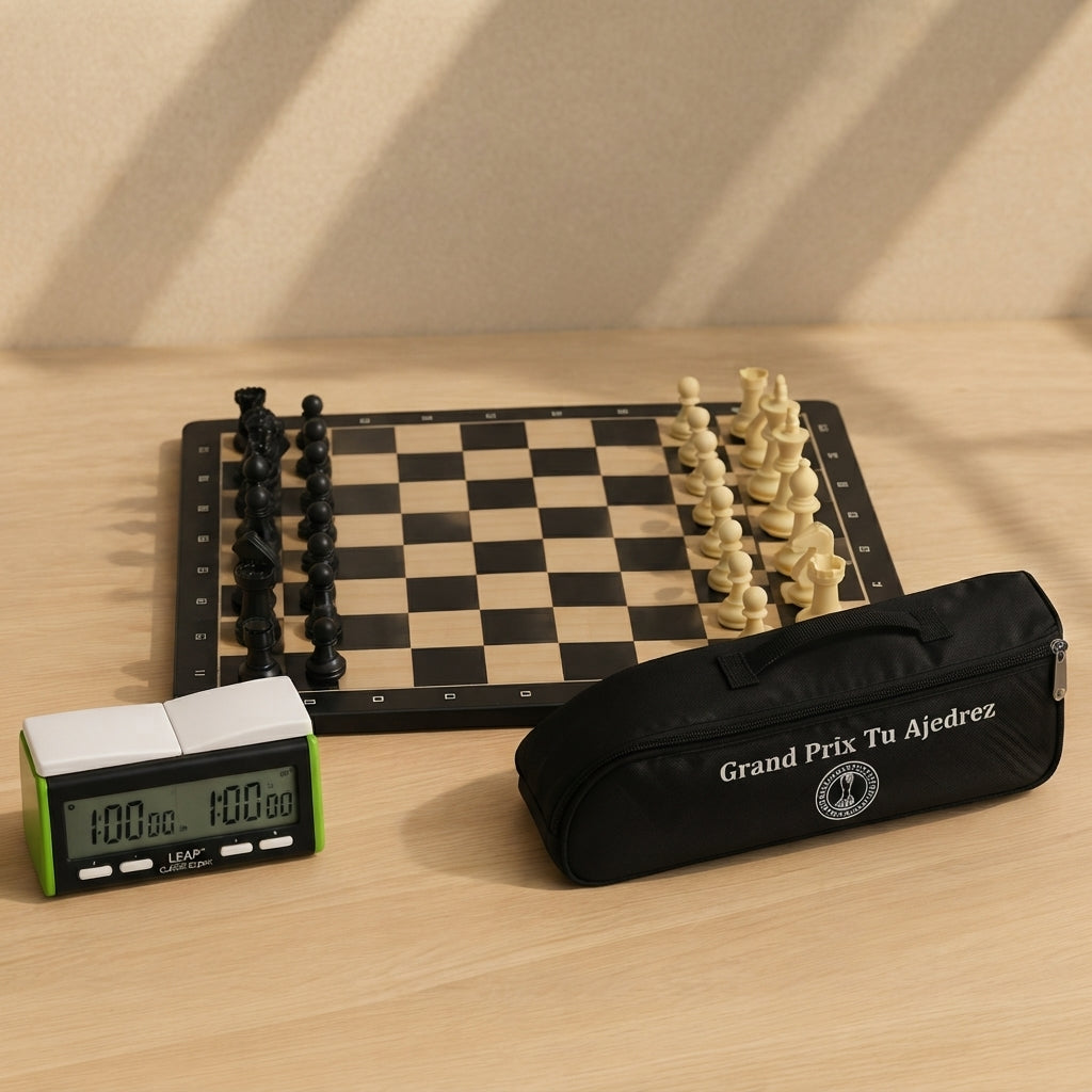 Kit Torneo Pro: Juego de Ajedrez y Reloj Digital Leap