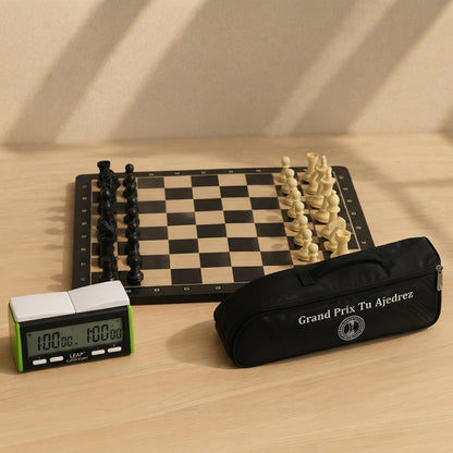 Kit Torneo Pro: Juego de Ajedrez y Reloj Digital Leap